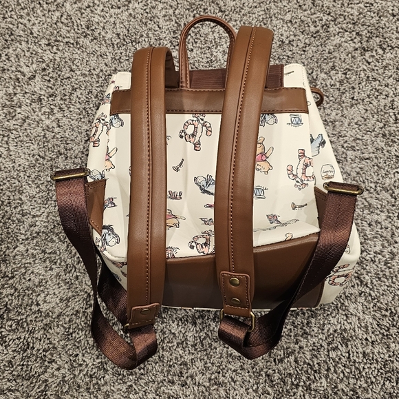 Loungefly Disney Winnie Pooh Character Cream & Brown Print Backpack - Picture 5 of 16